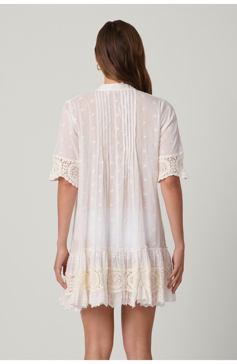 Shoshanna Milos Eyelet Mini Dress Cover Up, Alternate, color, Optic
