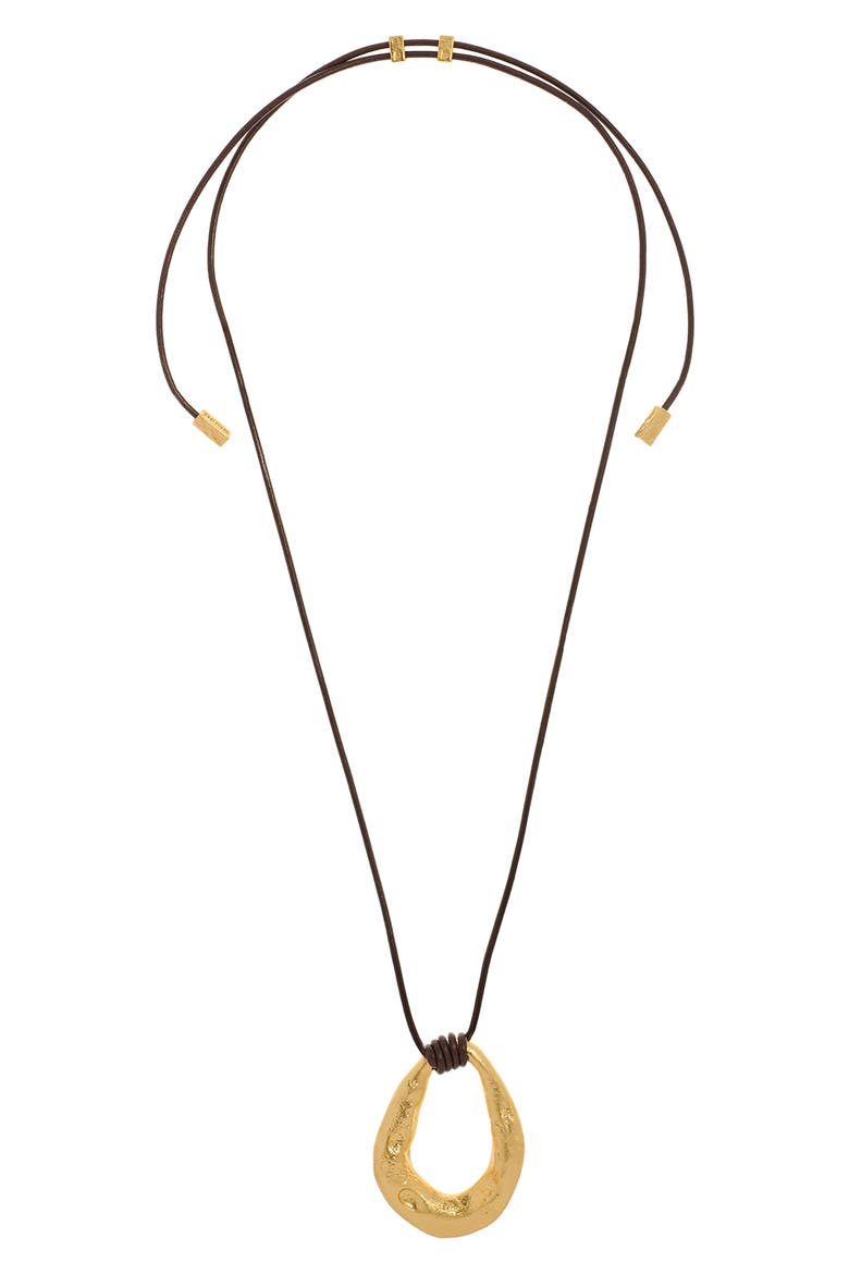 Momo Molten Link Pendant Necklace, Main, color, GOLD TONE/ BROWN