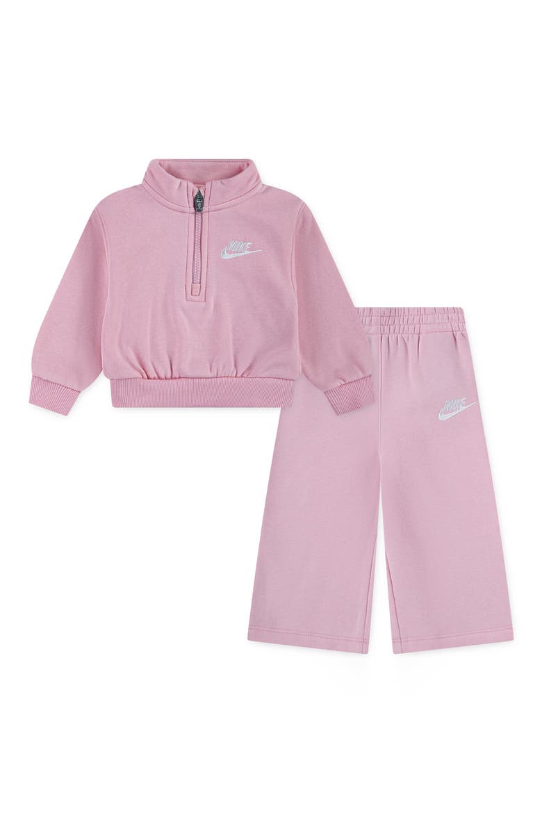 Club Essentials Fleece Half Zip Pullover & Sweatpants Set, Main, color, MEDIUM SOFT PINK