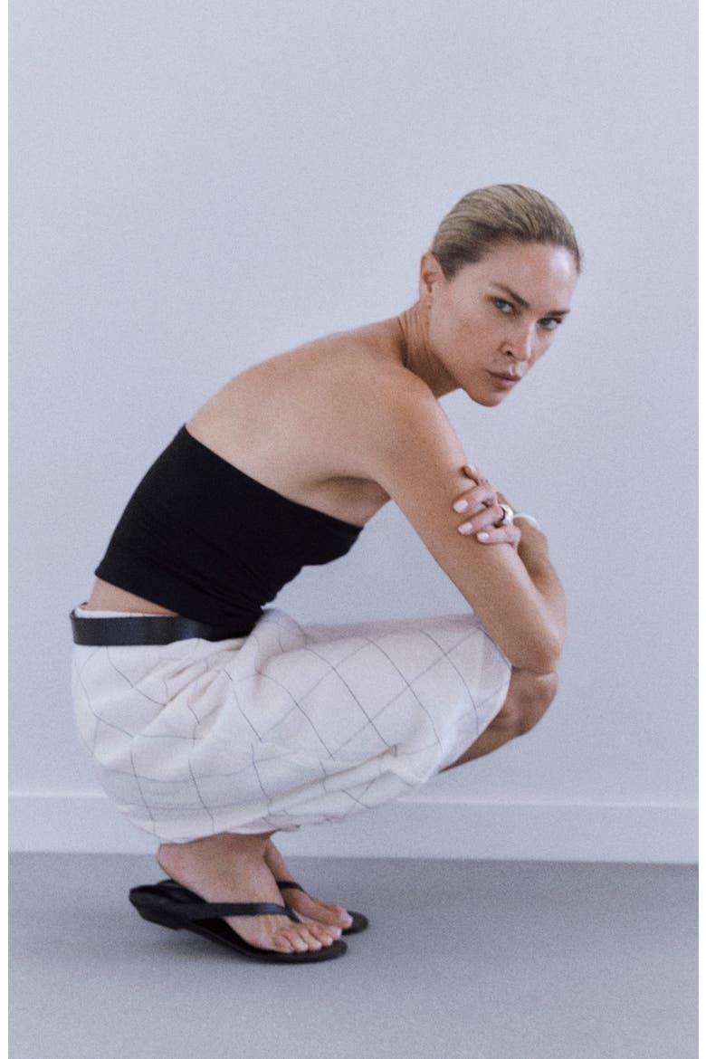 Linen Check Skirt, Alternate, color, WHITE