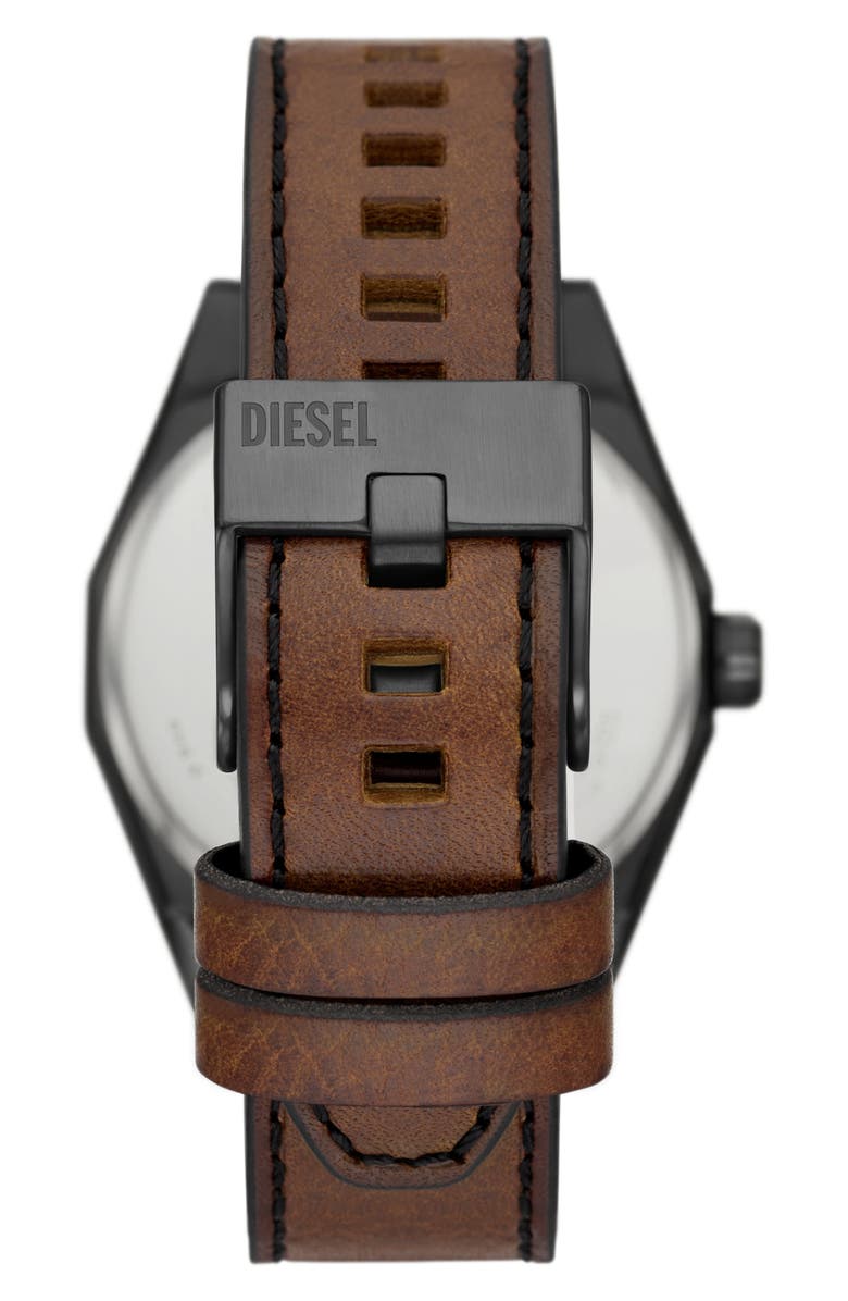 DIESEL<sup>®</sup> Scraper Leather Strap Watch, 43mm, Alternate, color, Blue/ Gunmetal