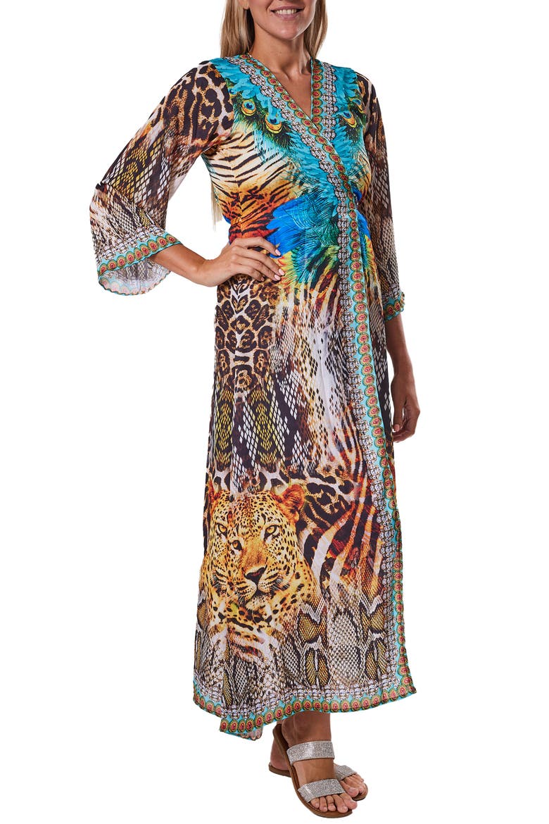 Cheetah Mix Longline Duster, Main, color, BROWN