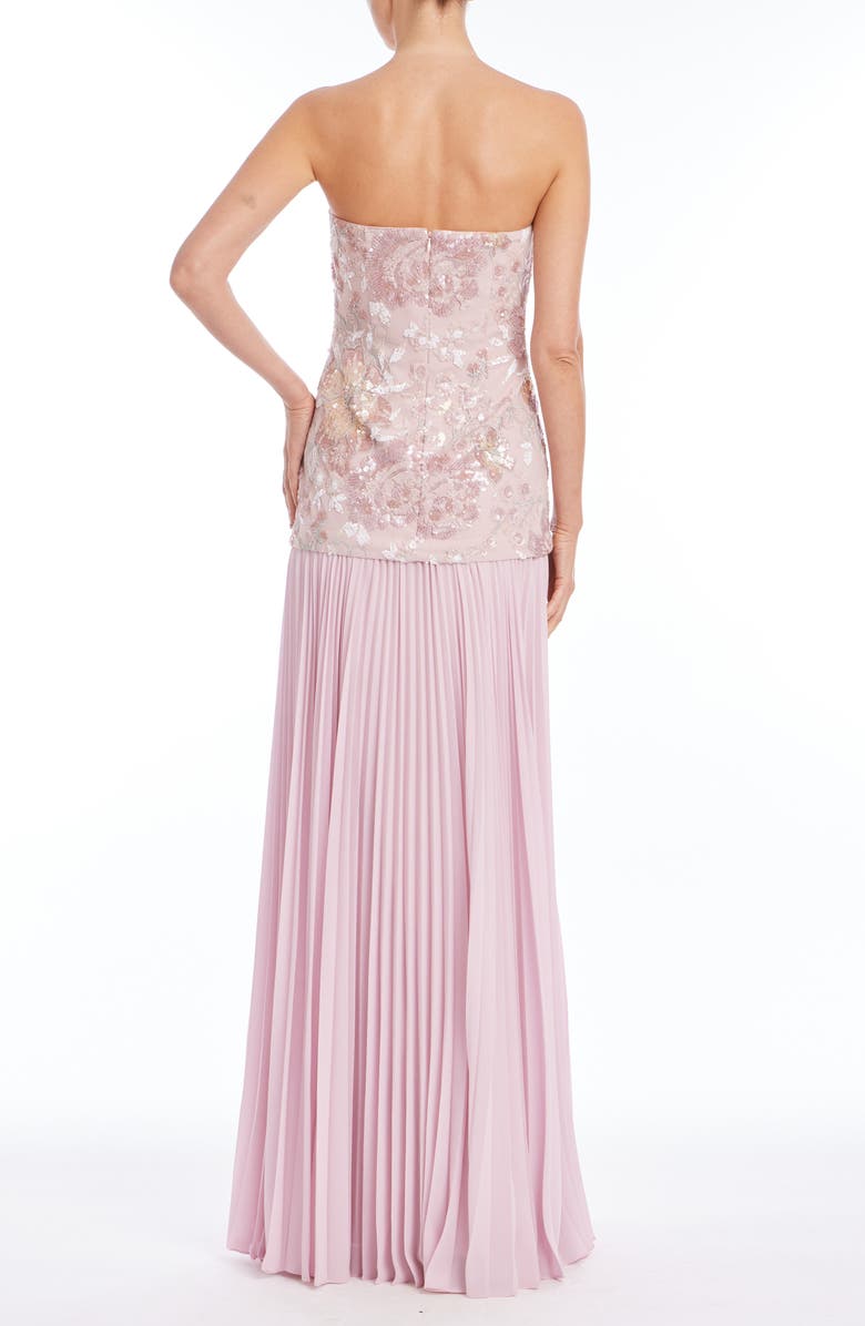 Badgley Mischka Collection Embellished Drop Waist Evening Gown, Alternate, color, Blush Multi
