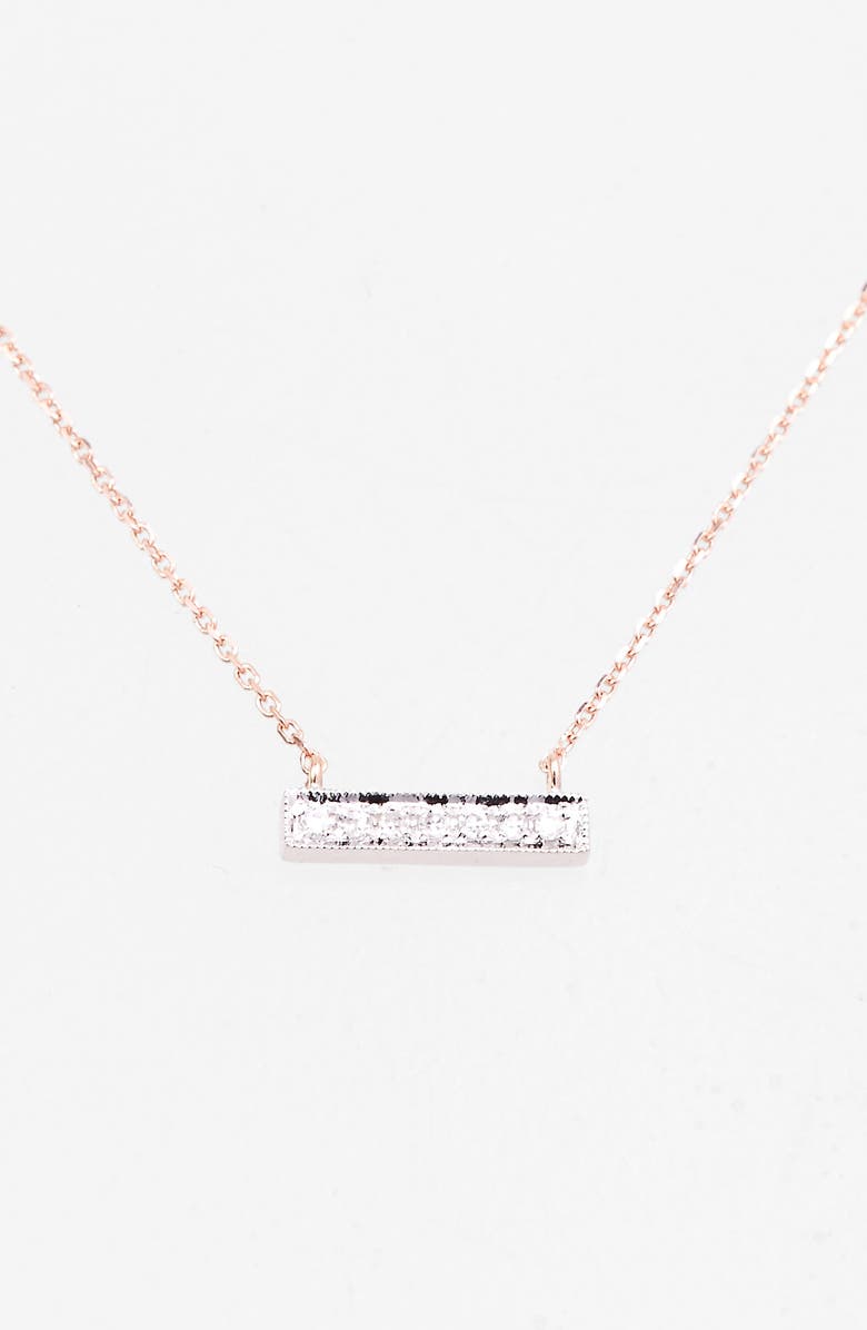 Dana Rebecca Designs 'Sylvie Rose' Diamond Bar Pendant Necklace, Main, color, Rose Gold