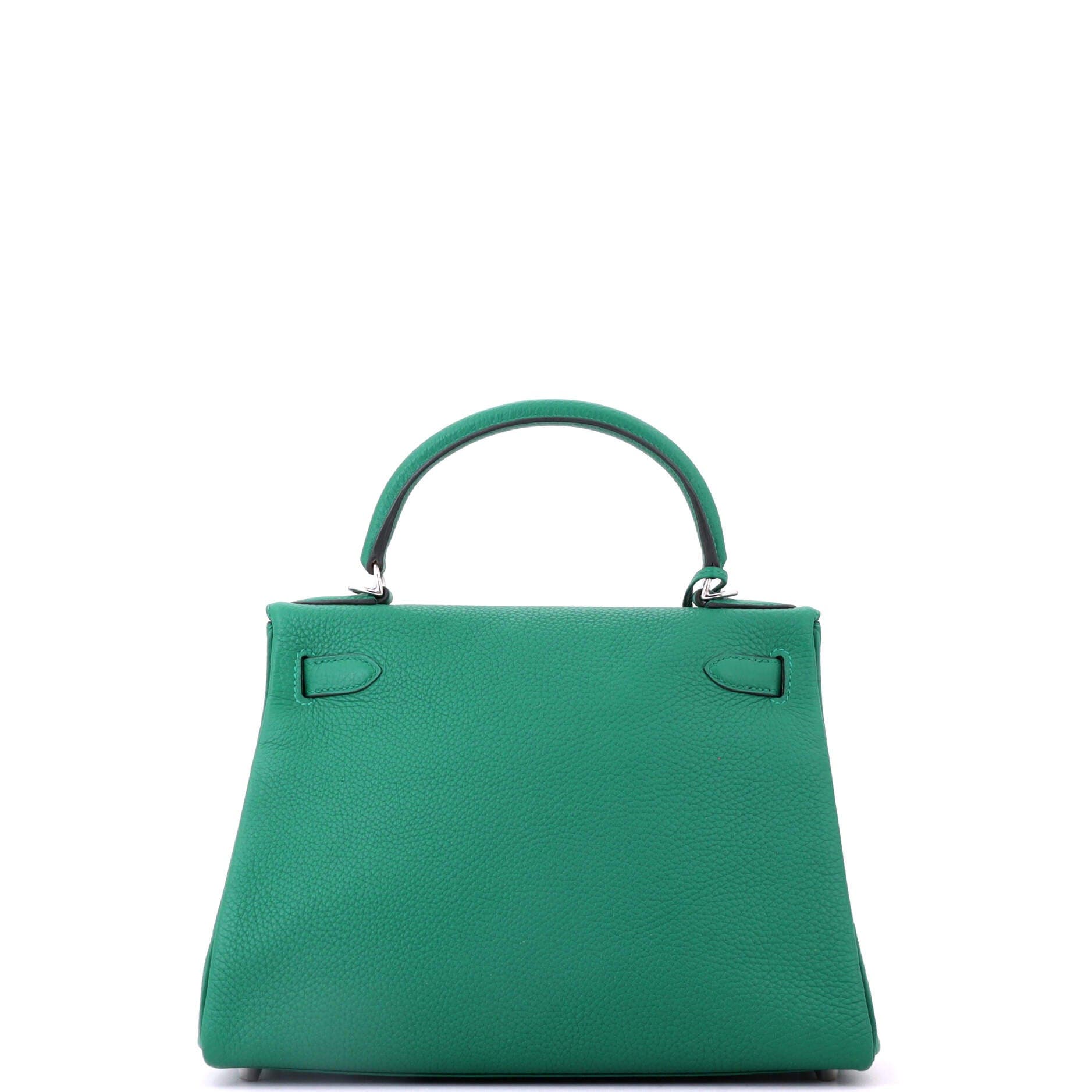 Pre-Owned Hermes Kelly Handbag Green Togo with Palladium Hardware 28, Alternate, color, Vert Vertigo