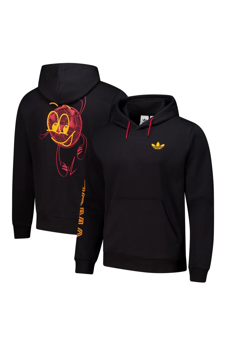adidas Originals Men's adidas  Black AS Roma Culturewear Pullover Hoodie, Main, color, 