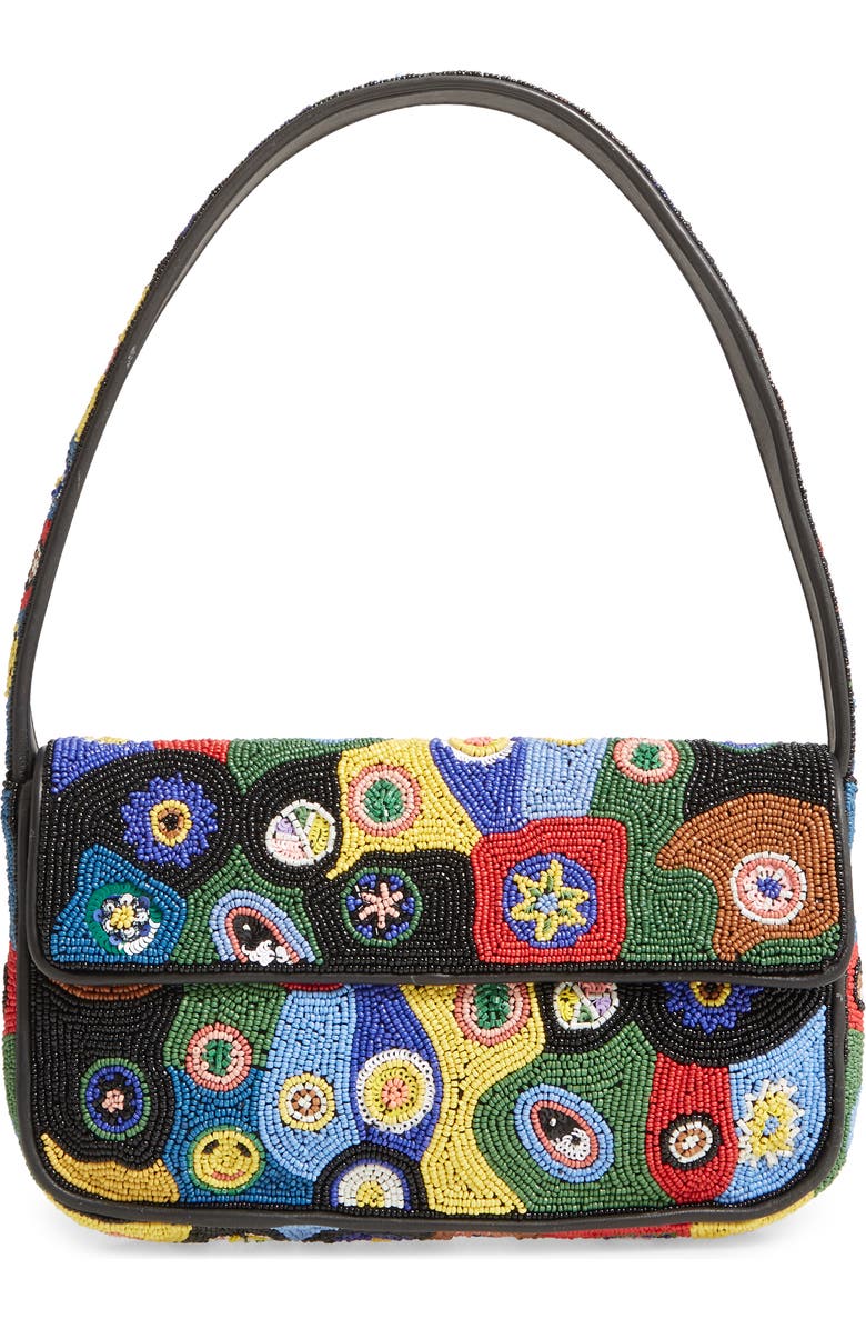 STAUD Tommy Beaded Shoulder Bag, Main, color, Black Millefiori