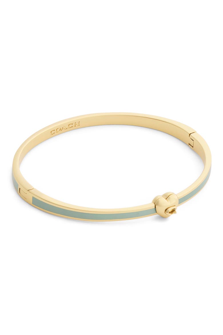 Heart Enamel Hinge Bangle, Alternate, color, GREEN/ GOLD