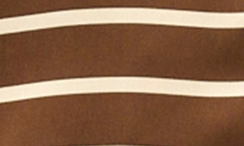 Estelle Josie Geo Stripe Satin Button-up Shirt In Brown