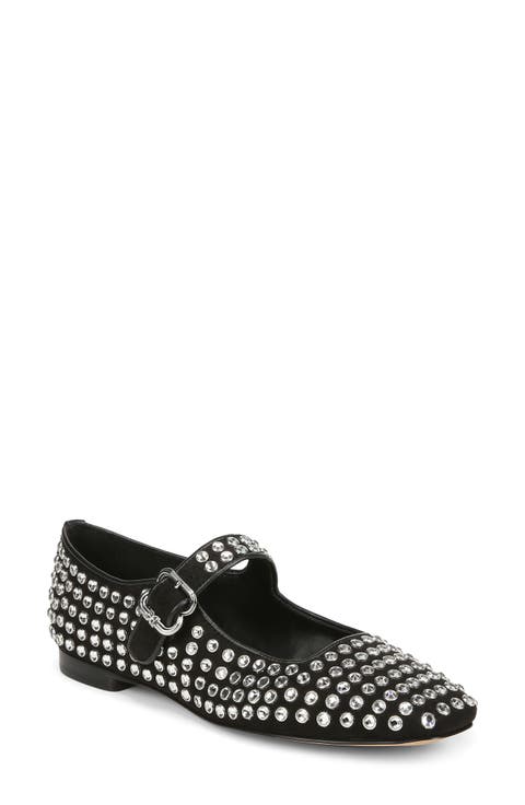 Michaela Rhinestone Mary Jane Flat (Women)