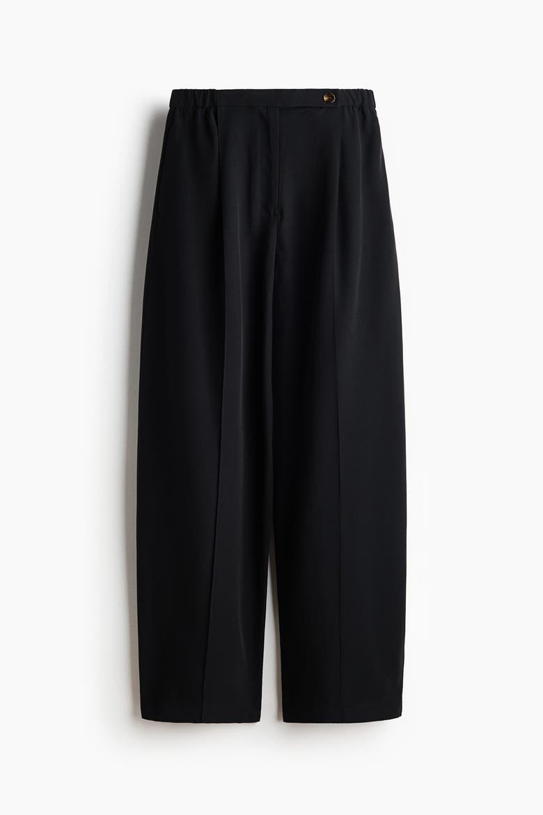 Creased Barrel-leg Pants, Alternate, color, Black