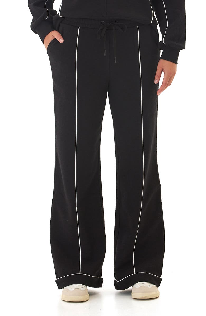 Threads 4 Thought Milly Piped Wide Leg Pants, Main, color, Black/ White