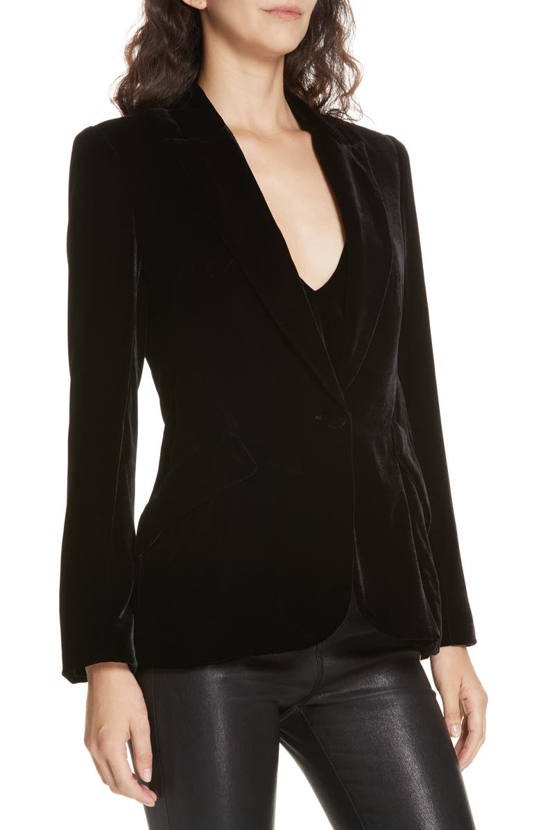 L'AGENCE Velvet Blazer, Alternate, color,