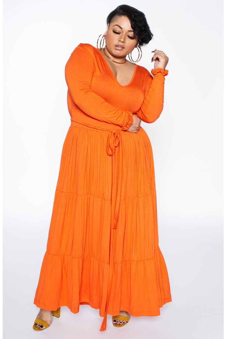 Blissful Long Sleeve Maxi Dress (Nordstrom Exclusive), Alternate, color, ORANGE