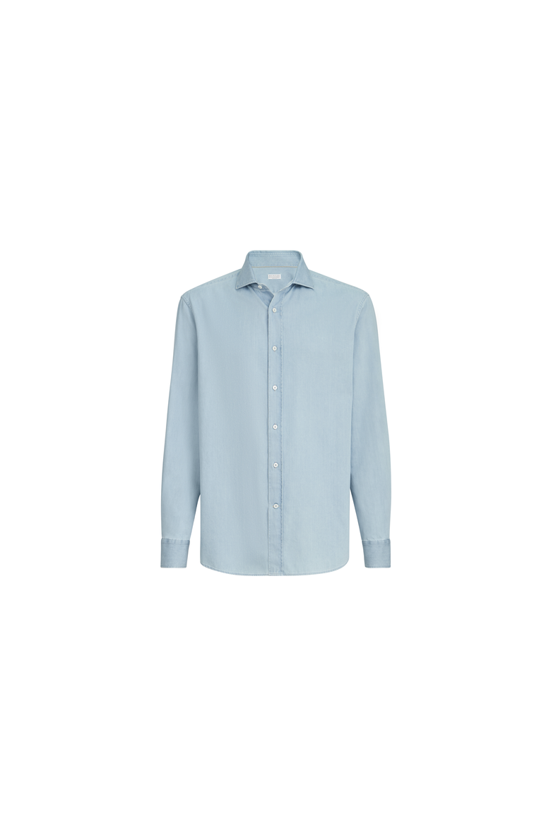 Lightweight denim shirt with spread collar, Alternate, color, Light Denim