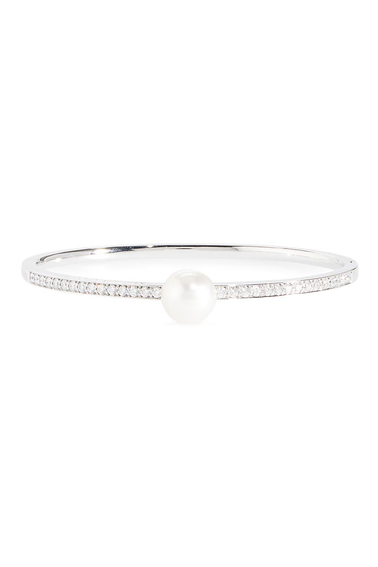 Diamond & Pearl Bracelet, Main, color, WHITE GOLD