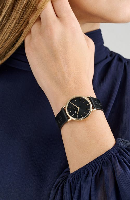 Ted Baker Classic Leather Strap Watch, 32mm In Black