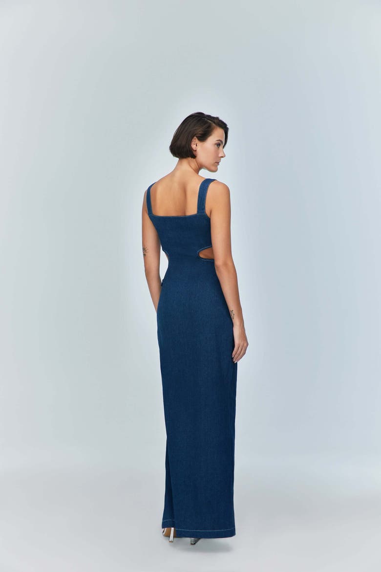 Sosa Denim Maxi Dress - Stylish Cutout Jean Dress, Alternate, color, Blue