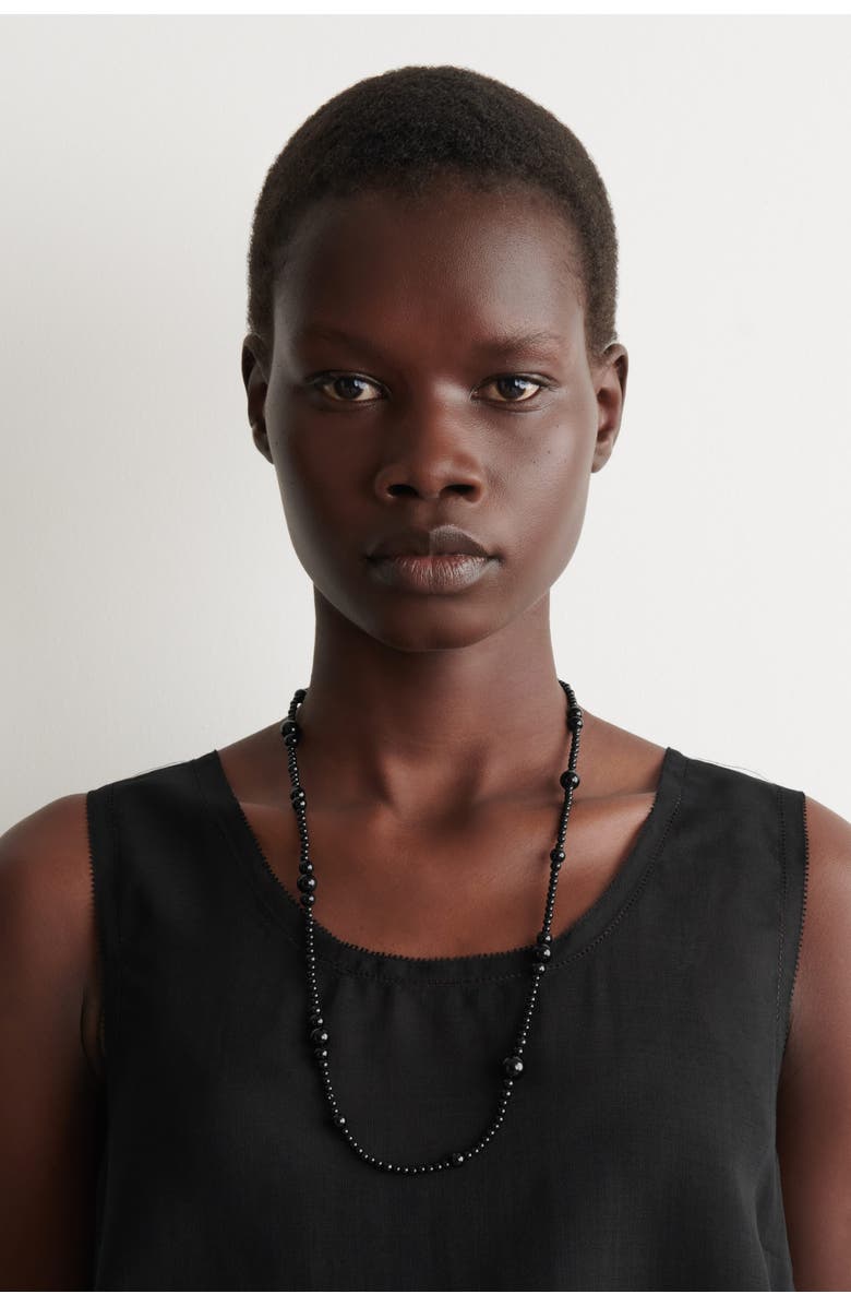 COS Beaded Agate Necklace, Alternate, color, Black
