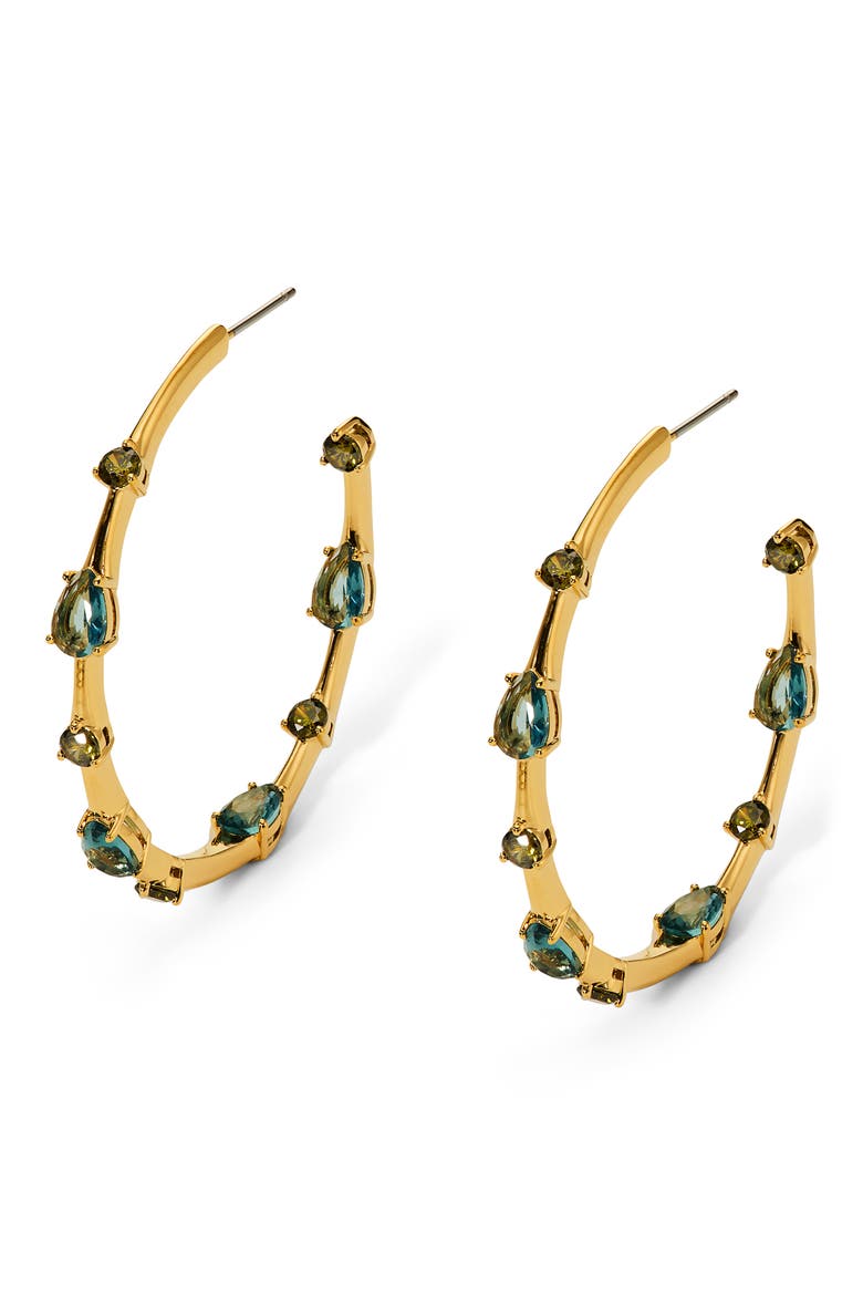 Hera Elongated Hoop Earrings, Main, color, GOLD