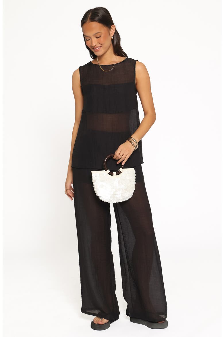 Vayla Wide Leg Sheer Pants, Alternate, color, BLACK