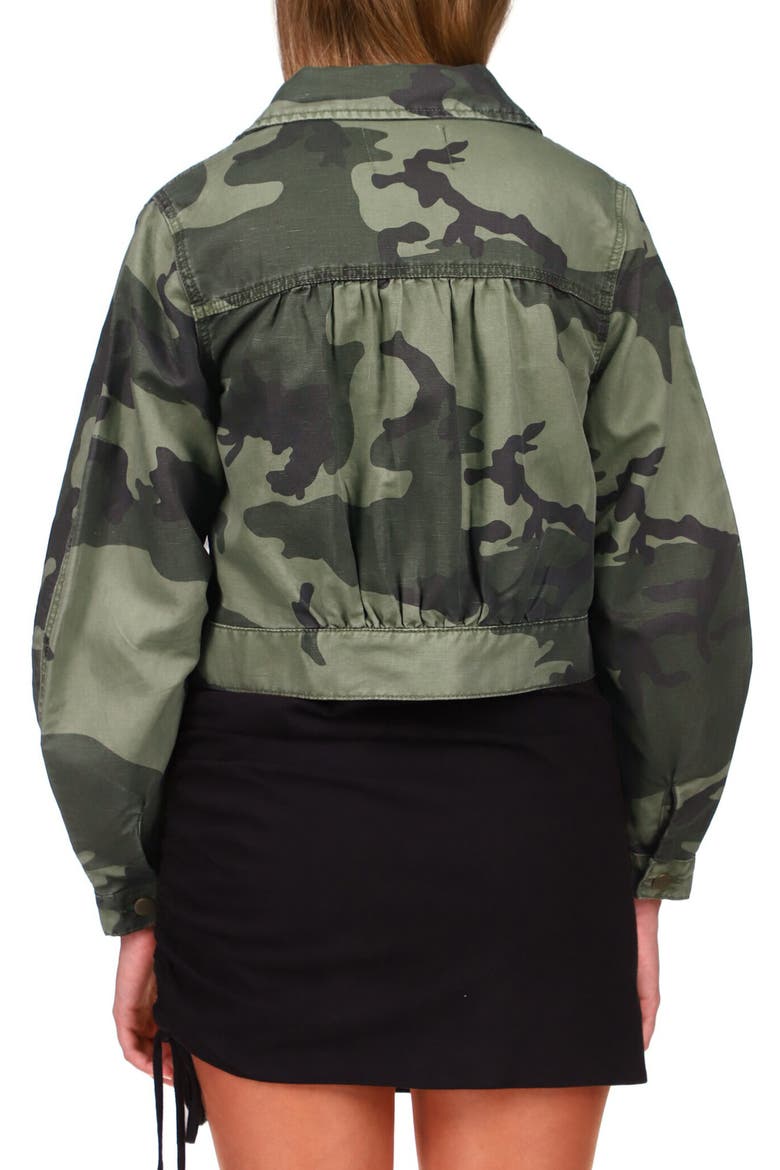 Daybreak Camo Print Linen & Cotton Blend Trucker Jacket, Alternate, color, HIKER CAMO