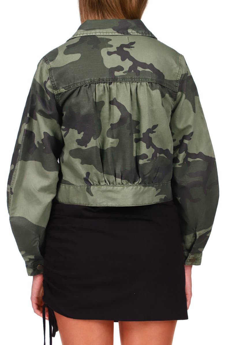 Sanctuary Daybreak Camo Print Linen & Cotton Blend Trucker Jacket, Alternate, color,