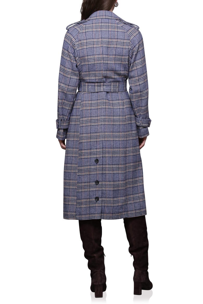 Plaid Herringbone Double Breasted Trench Coat, Alternate, color, BLUE BROWN PLAID