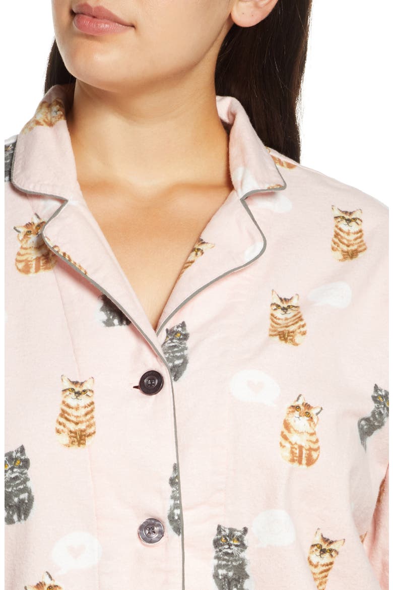 Print Flannel Pajamas, Alternate, color, BLUSH
