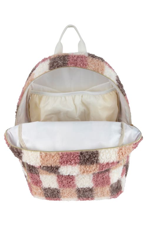 Jessica Simpson Kids' High Pile Fleece Check Backpack