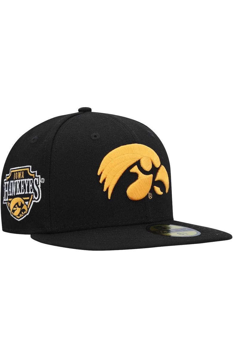 New Era Men's New Era Black Iowa Hawkeyes Patch 59FIFTY Fitted Hat, Main, color, Black