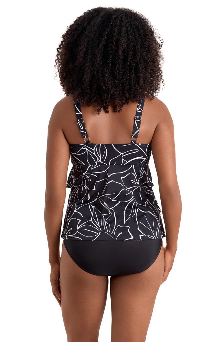 ShapeSolver Triple Tier V-Neck Tankini Swimsuit Top, Alternate, color, Floraline