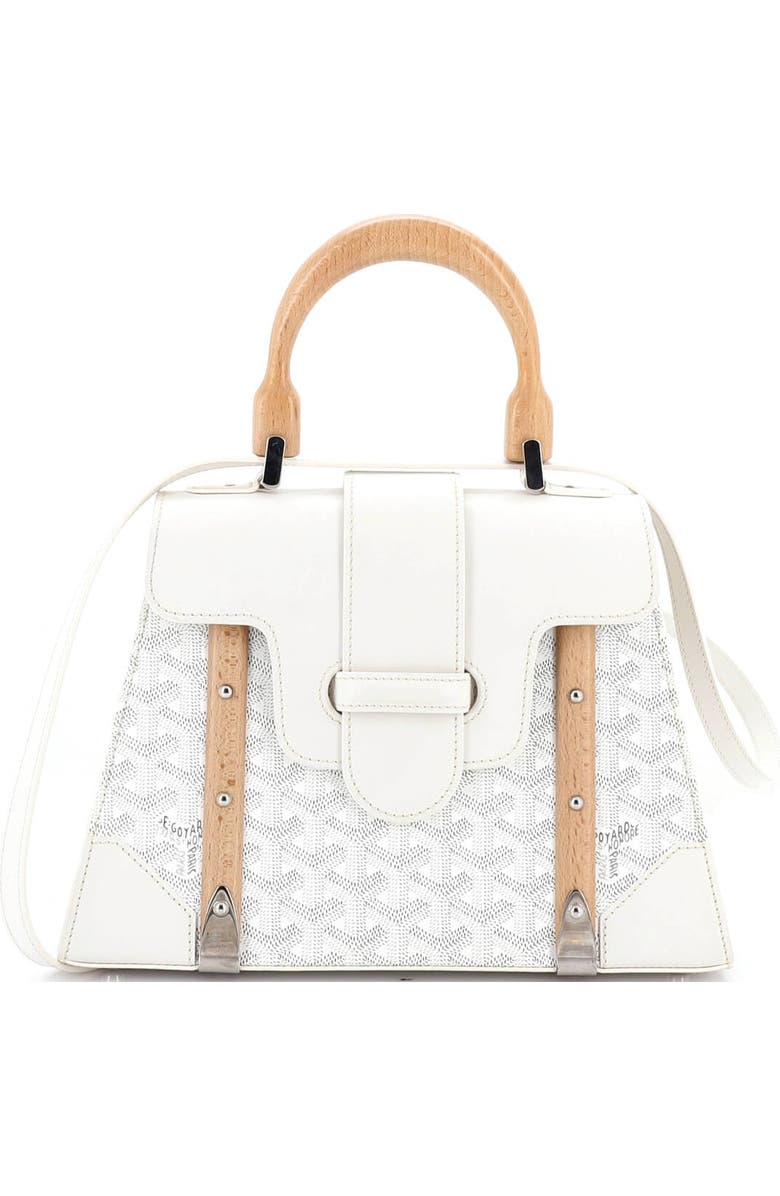 Pre-Owned Goyard Saigon Top Handle Bag Coated Canvas with Leather PM, Main, color, White