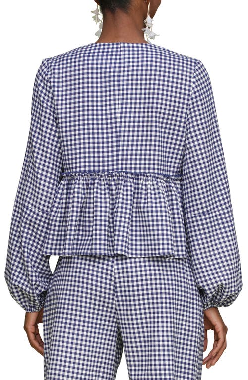 AVEC LES FILLES AVEC LES FILLES TIE FRONT GINGAHM LINEN BLEND TOP 