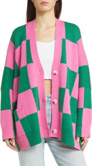 Dressed in Lala Love You Oversize Checkerboard Cardigan