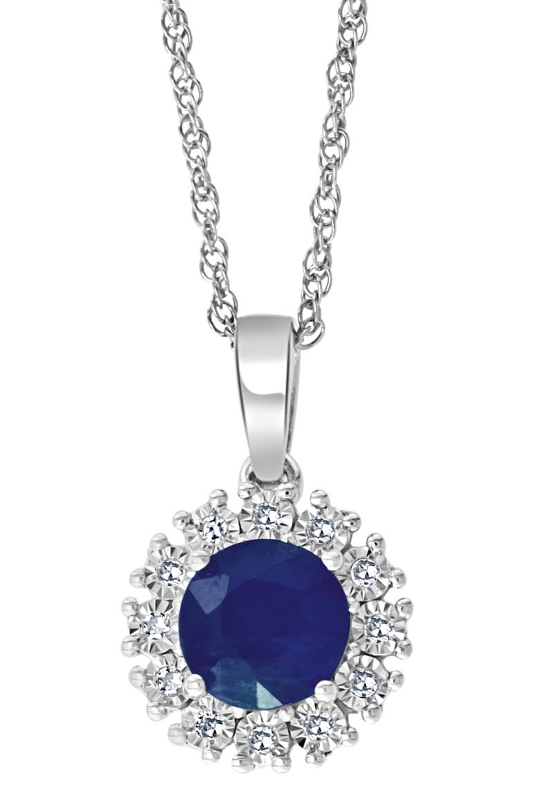 Sapphire & Diamond Pendant Necklace, Alternate, color, BLUE