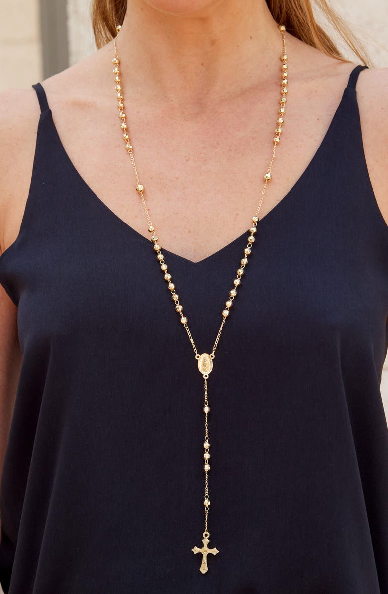 SAVVY CIE JEWELS Faceted Rosary Y-Necklace, Alternate, color,