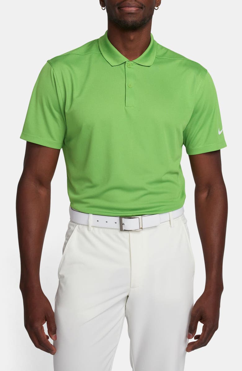 Nike Dri-FIT Piqué Golf Polo, Main, color, Chlorophyll/White