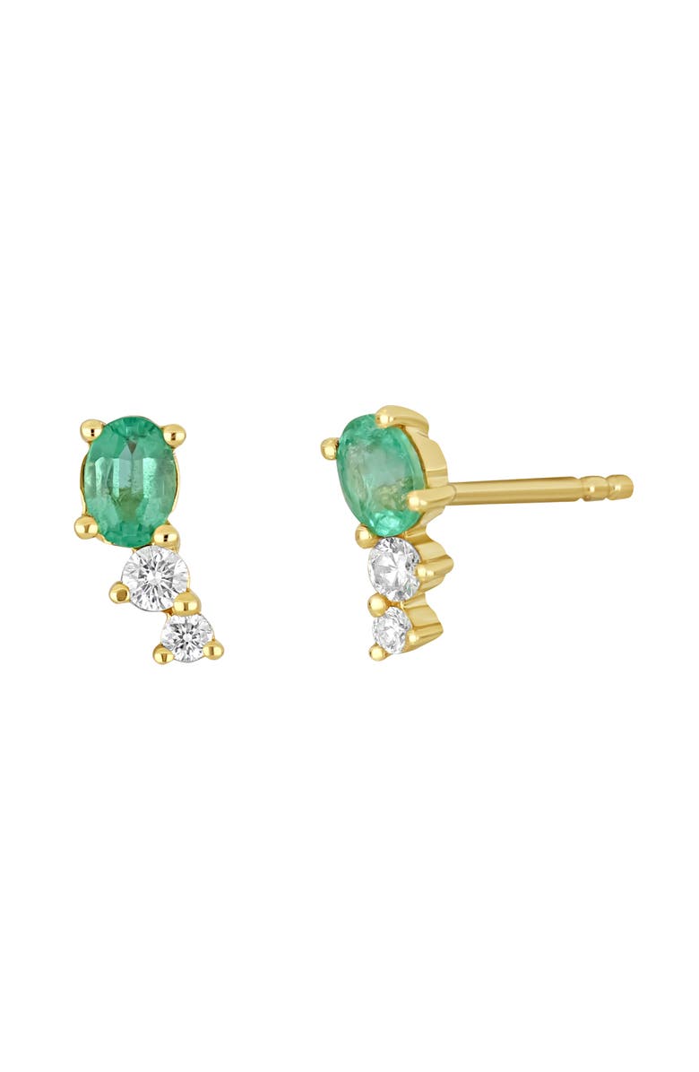 Bony Levy El Mar 18K Yellow Gold Emerald & Diamond Stud Earrings, Main, color, 18K Yellow Gold