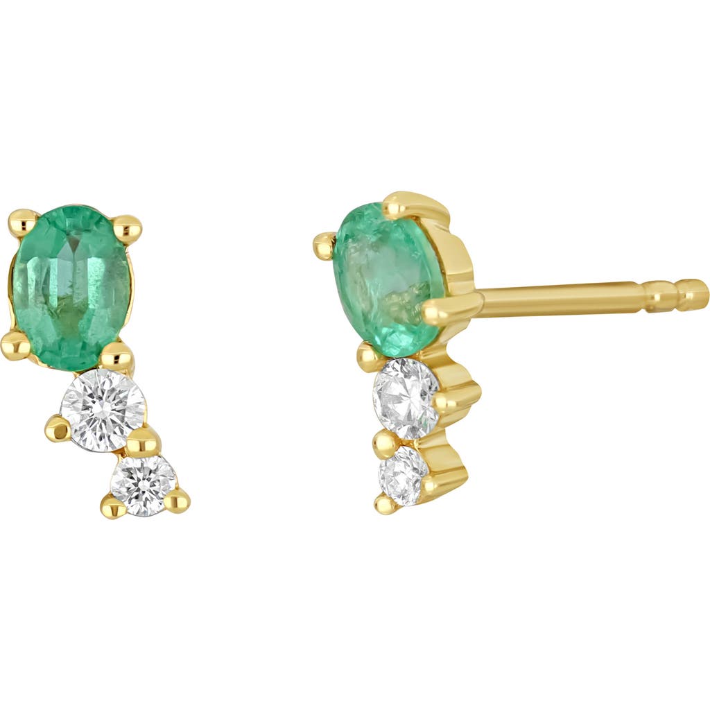 Bony Levy El Mar 18k Yellow Gold Emerald & Diamond Stud Earrings In Gold