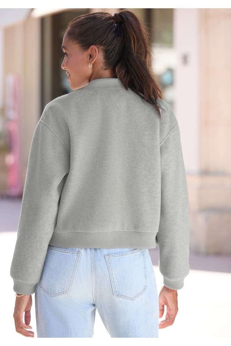 Fleece Bomber Jacket, Alternate, color, Grey Heather