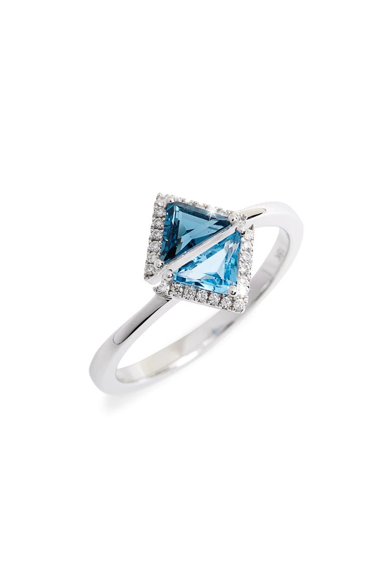 Iris Double Triangle Diamond & Semiprecious Stone Ring (Nordstrom Exclusive), Main, color, LONDON BLUE TOPAZ