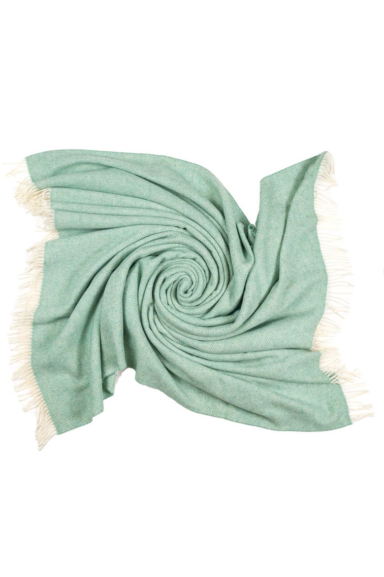 Southampton Home Merino Wool Herringbone Throw, Alternate, color, Green