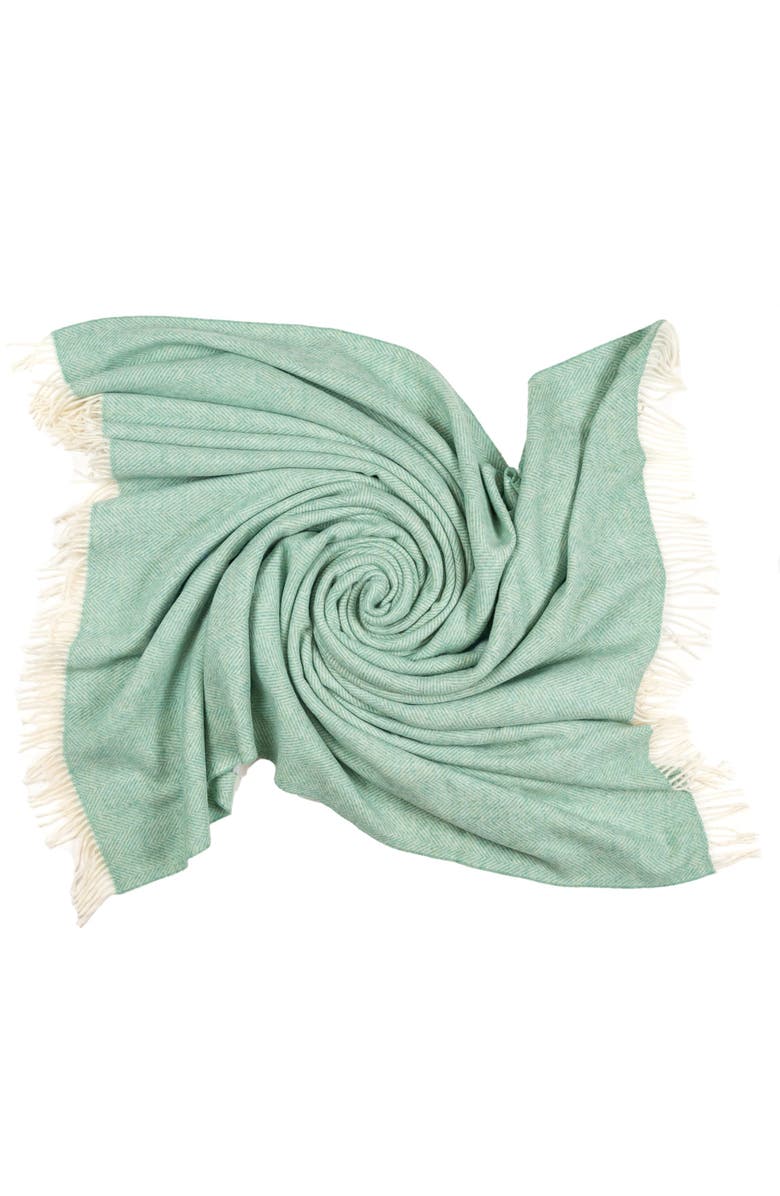 Prince of Scots Southampton Home Merino Wool Herringbone Throw, Alternate, color, Green