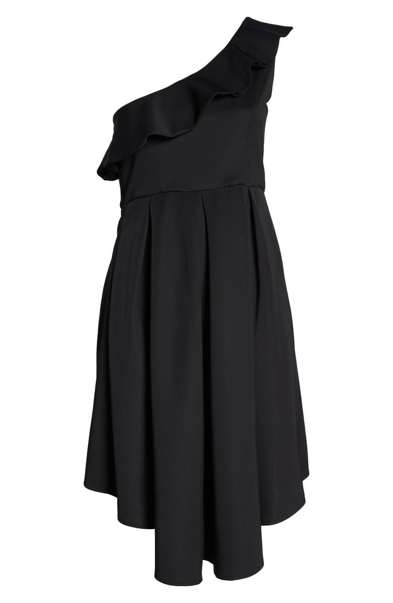 Chi Chi London One-Shoulder Dip Midi Dress, Alternate, color, 