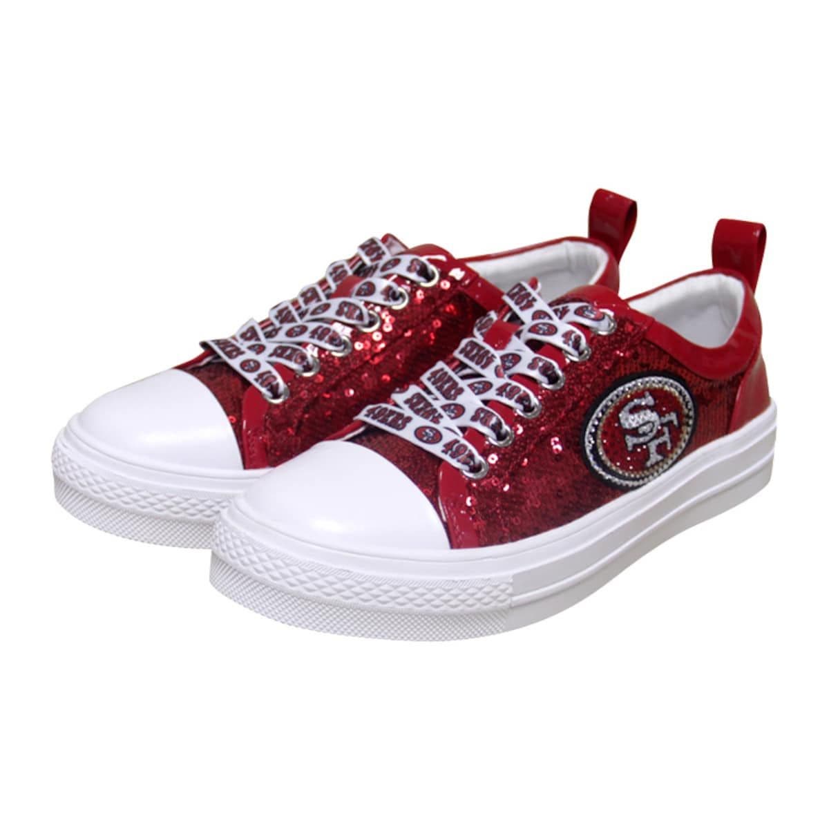 CUCE Women's Cuce Scarlet San Francisco 49ers Team Sequin Sneakers, Alternate, color, 