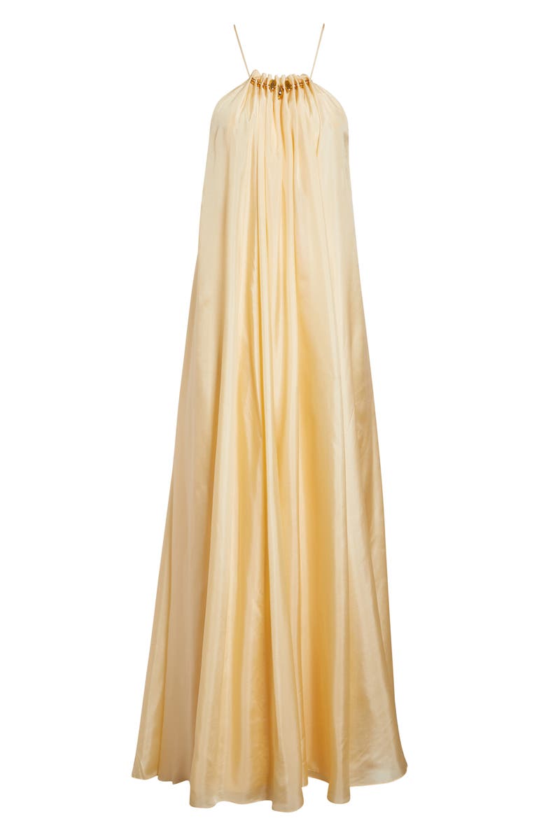 Zimmermann Aster Gathered Bead Silk Maxi Dress, Main, color, Cream