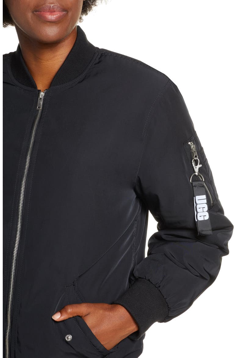 Frances Water Resistant Bomber Jacket, Alternate, color, BLACK