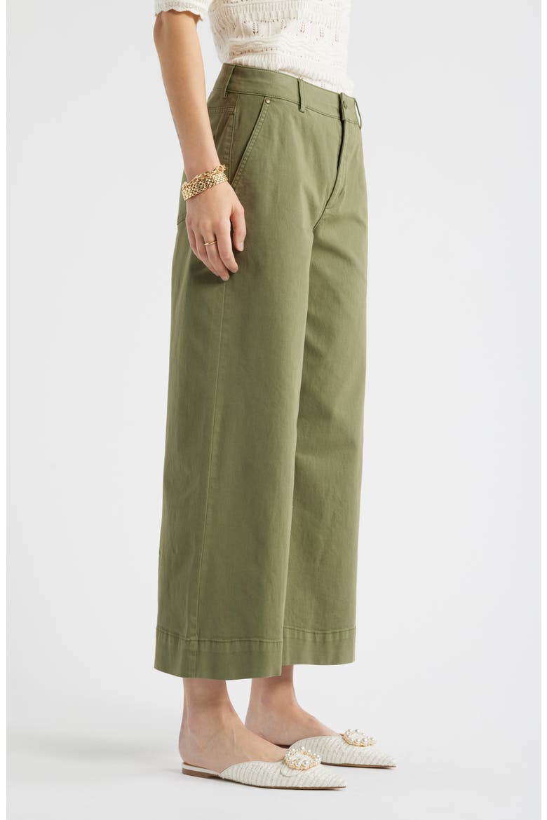 Wide Leg Cotton Stretch Twill Ankle Pants, Alternate, color, GREEN SORREL