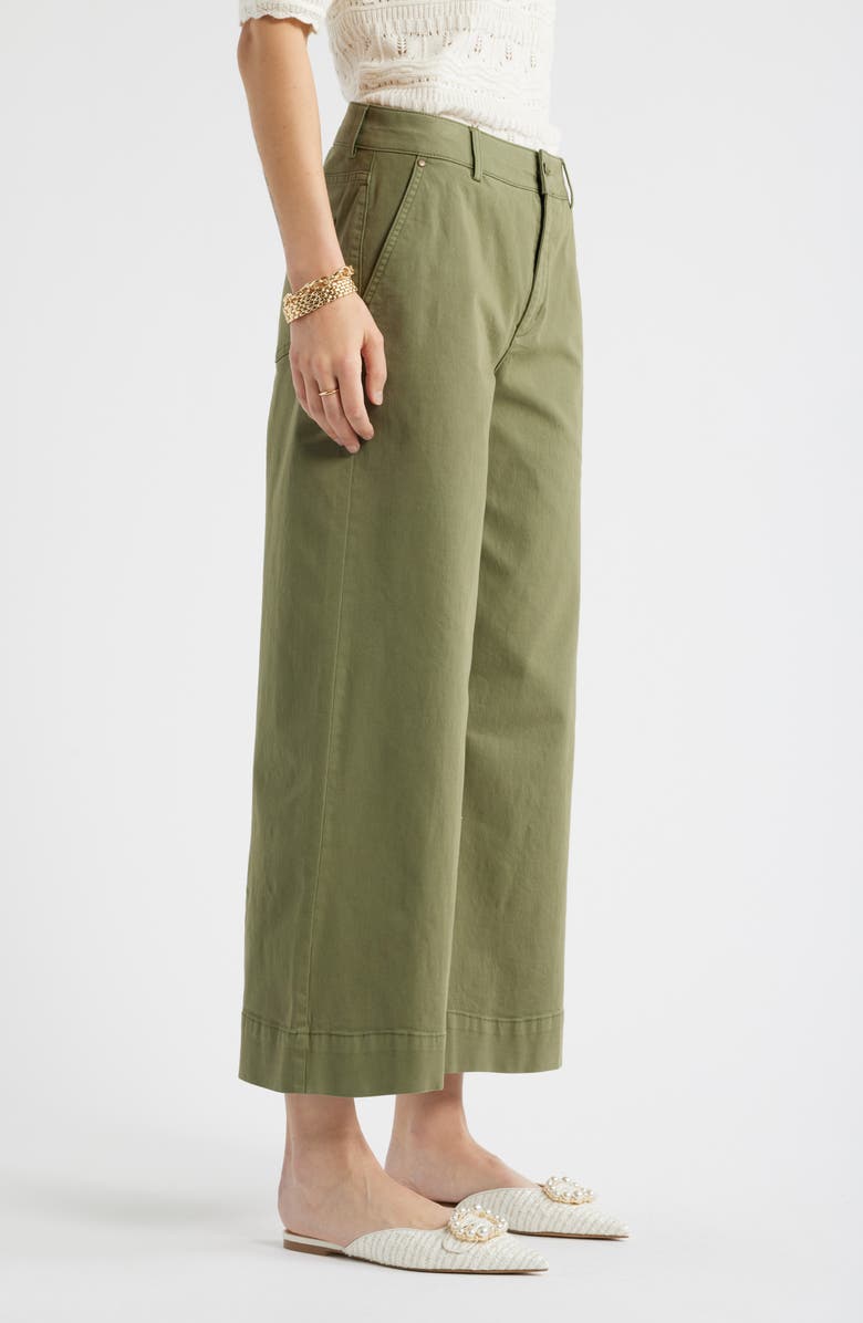 Caslon<sup>®</sup> Wide Leg Cotton Stretch Twill Ankle Pants, Alternate, color, Green Sorrel